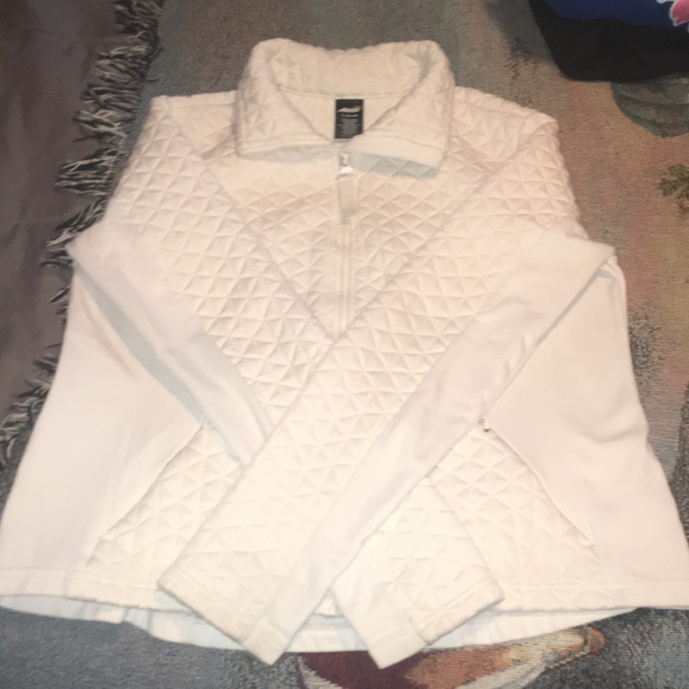 White Quilted Half-Zip Jacket - Women
